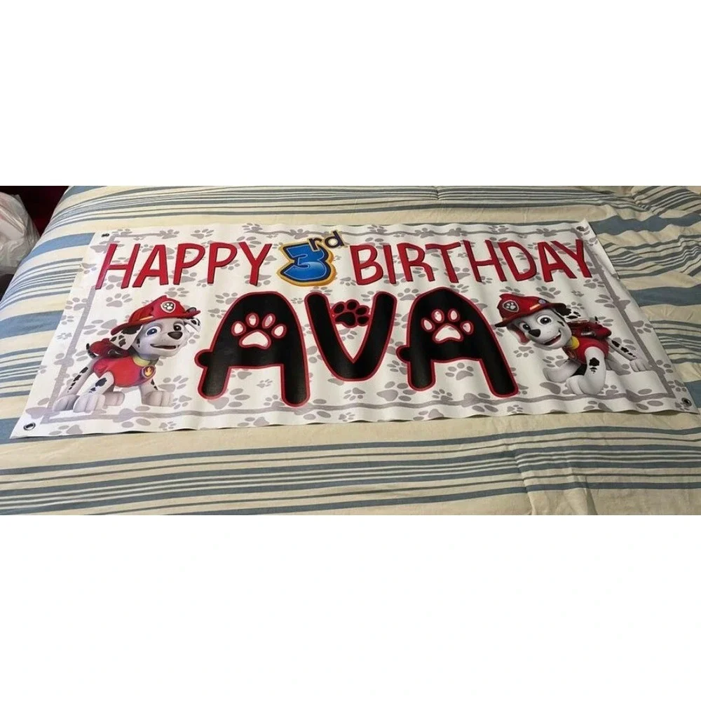 Paw Patrol Marshall Happy 3rd Birthday Ava Vinyl Banner 48